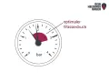 Manometer zeigt zu niedrigen Wasserdruck an. Wenn die Fußbodenheizung nicht warm wird, könnte dies die Ursache sein.
