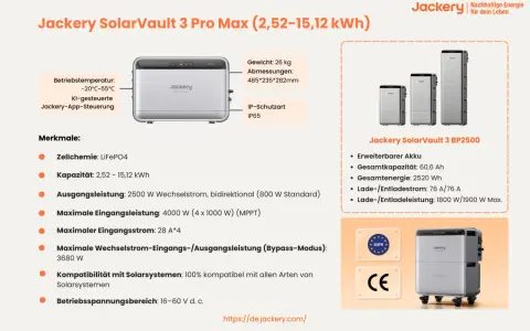 Jackery SolarVault 3 Pro Max: ein flexibler Energiespeicher für Ihr Haus, mit 2,52-15,12 kWh Kapazität und KI-Steuerung.