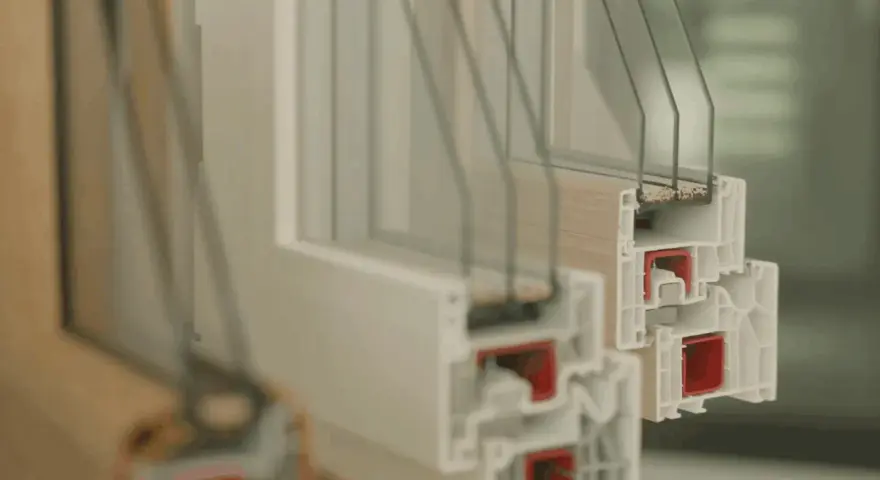 Schnittansicht eines Fensters mit Dreifachverglasung. Informieren Sie sich über was kosten 3 fach verglaste fenster mit einbau.
